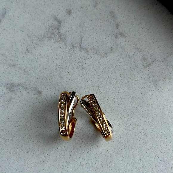 14K gold earrings with diamonds